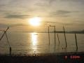 background: Sunset over the Atlantic Ocean in Maine