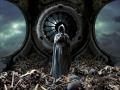background: death in his lair